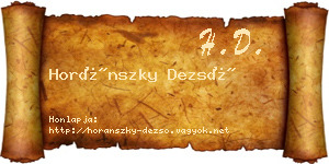 Horánszky Dezső névjegykártya